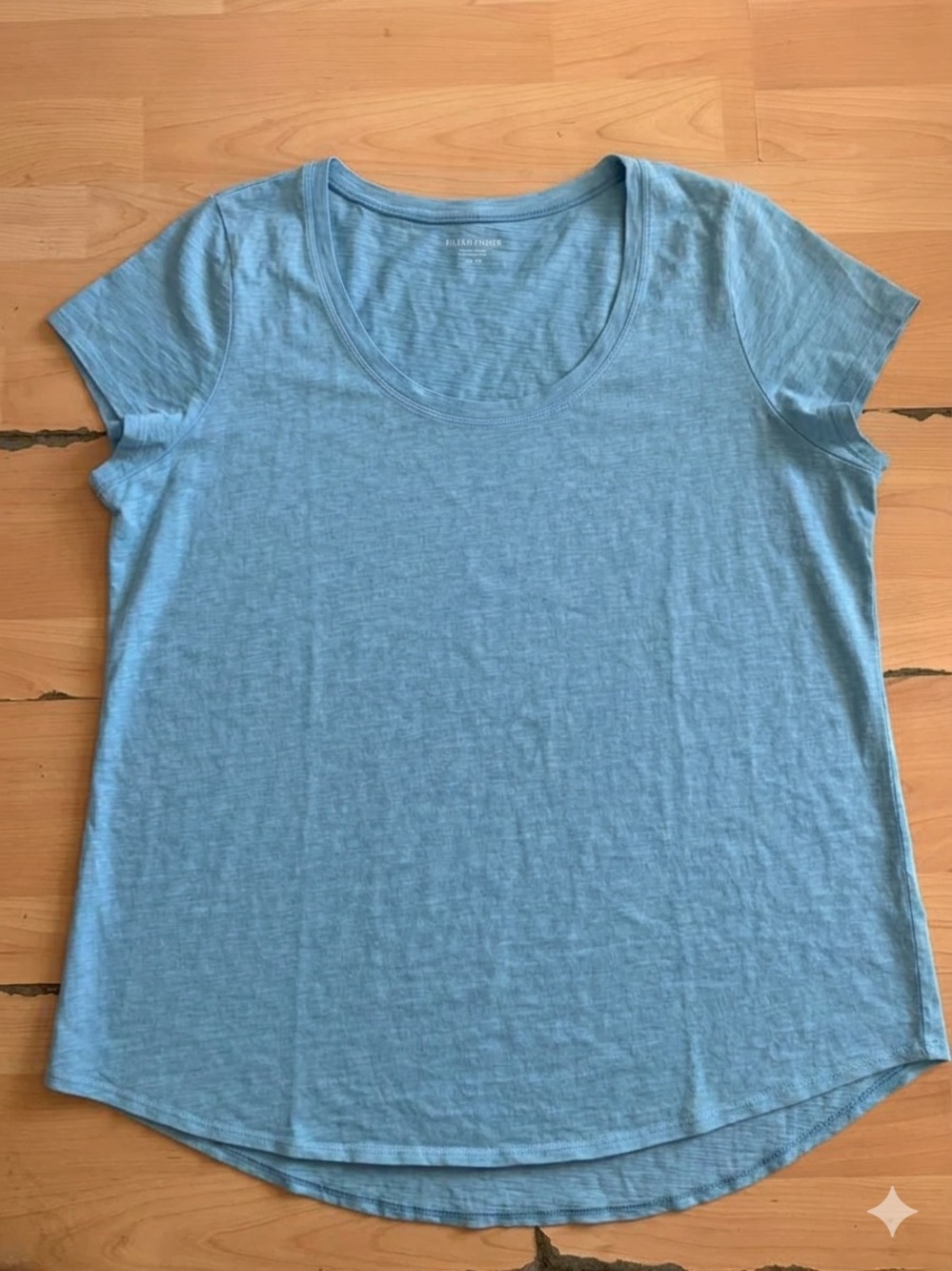 EILEEN FISHER light Blue Organic Cotton Top Size XL women Round Neck Casual Y9